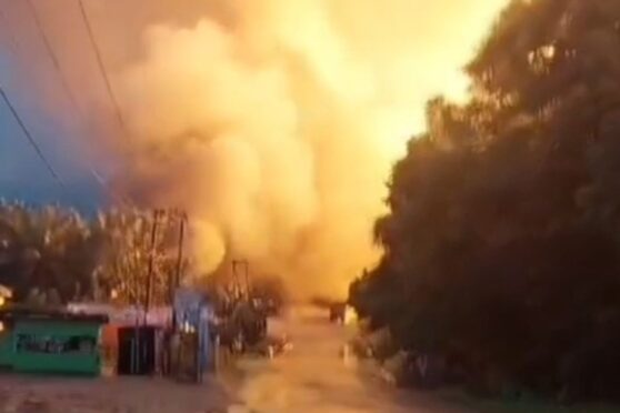 Kondisi pascaledakan pipa gas PT Trans Gas Indonesia di Inhil Riau