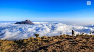 Papan informasi penutupan jalur pendakian Gunung Merbabu