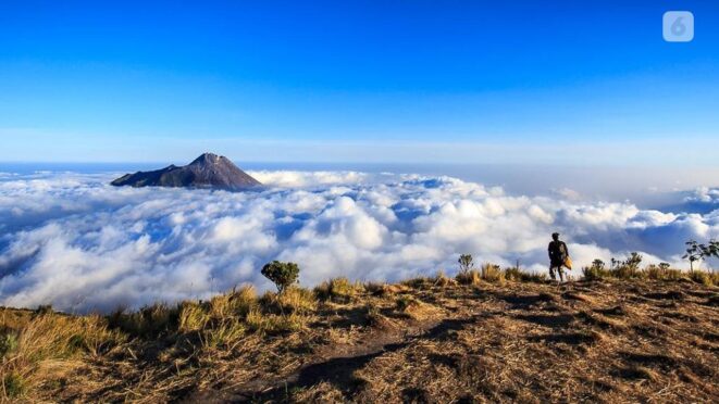 Papan informasi penutupan jalur pendakian Gunung Merbabu