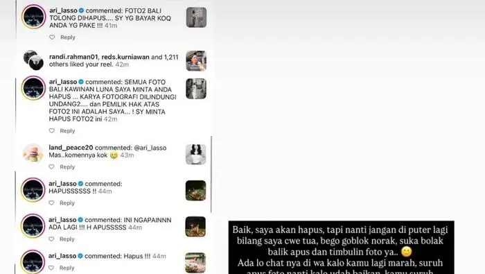 tangkap layar postingan dearly djoshua