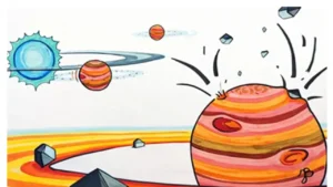 Ilustrasi sistem bintang HR 8799 dengan empat planet raksasa gas yang diamati JWST
