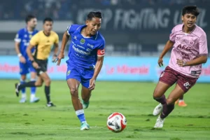 selebrasi pemain Persib Bandung usai mencetak gol ke gawang Persik