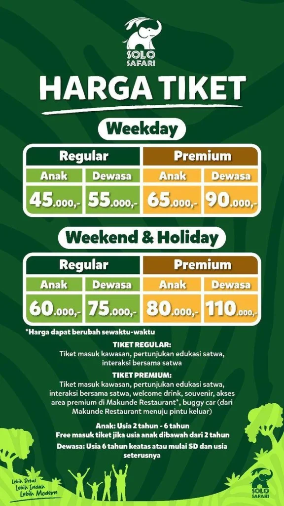 Fasilitas yang termasuk dalam harga tiket