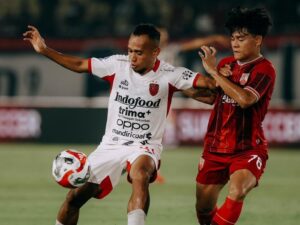 Pemain Persis Solo merayakan gol saat mengalahkan Bali United di Stadion Manahan