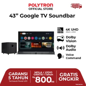 Polytron Rilis Smart TV 43 Inci 4K dengan Google TV dan Soundbar Sinematik, Tantang Huawei di Pasar Indonesia