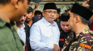 mantan menag yaqut cholil qoumas saat menghadiri sidang praperadilan