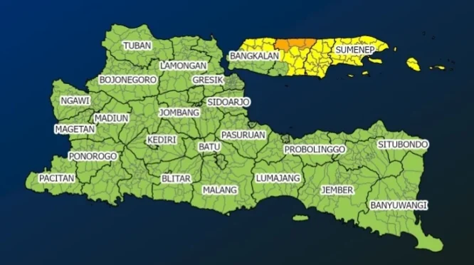 BMKG Waspada Hujan Lebat di Beberapa Kabupaten Jawa Timur