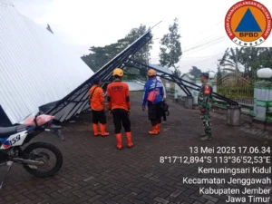 BPBD Jember Bantu Korban Angin Kencang di Desa Kertonegoro, Jenggawah