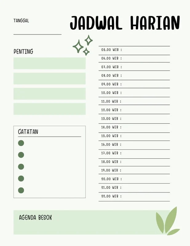 Contoh Jadwal Harian untuk Memaksimalkan Reward