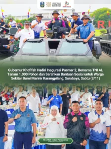 Gubernur Khofifah dan Komandan Pasmar 2 Pimpin Aksi Bersih Pantai serta Penanaman Mangrove di Kenjeran