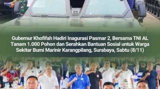 Gubernur Khofifah dan Komandan Pasmar 2 Pimpin Aksi Bersih Pantai serta Penanaman Mangrove di Kenjeran