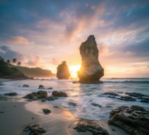 Keindahan sunset di Pantai Sawarna Srikandi: spot terbaik