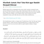 Khutbah Jumat: Menata Niat dalam Bekerja agar Bernilai Ibadah di Sisi Allah