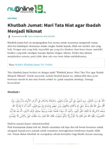 Khutbah Jumat: Menata Niat dalam Bekerja agar Bernilai Ibadah di Sisi Allah