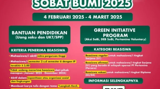Beasiswa Pertamina Sobat Bumi 2026 Resmi Dibuka: Informasi Pendaftaran, Syarat, Kuota, dan Manfaatnya