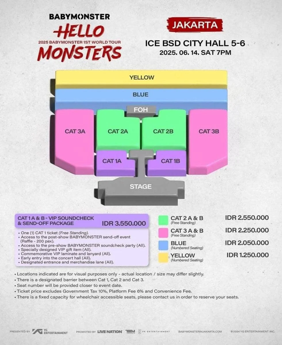 Daftar Harga Tiket dan Denah Tempat Duduk Konser BABYMONSTER di Jakarta 2026