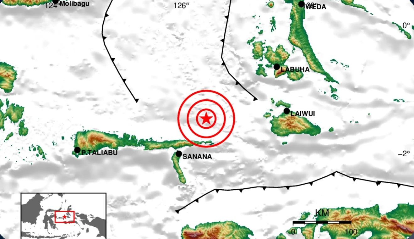 Gempa Magnitudo 3,8 Mengguncang Laut Maluku Utara Dekat Pulau Mayu