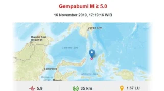 Gempa Magnitudo 5,9 Guncang Manado dan Sekitarnya