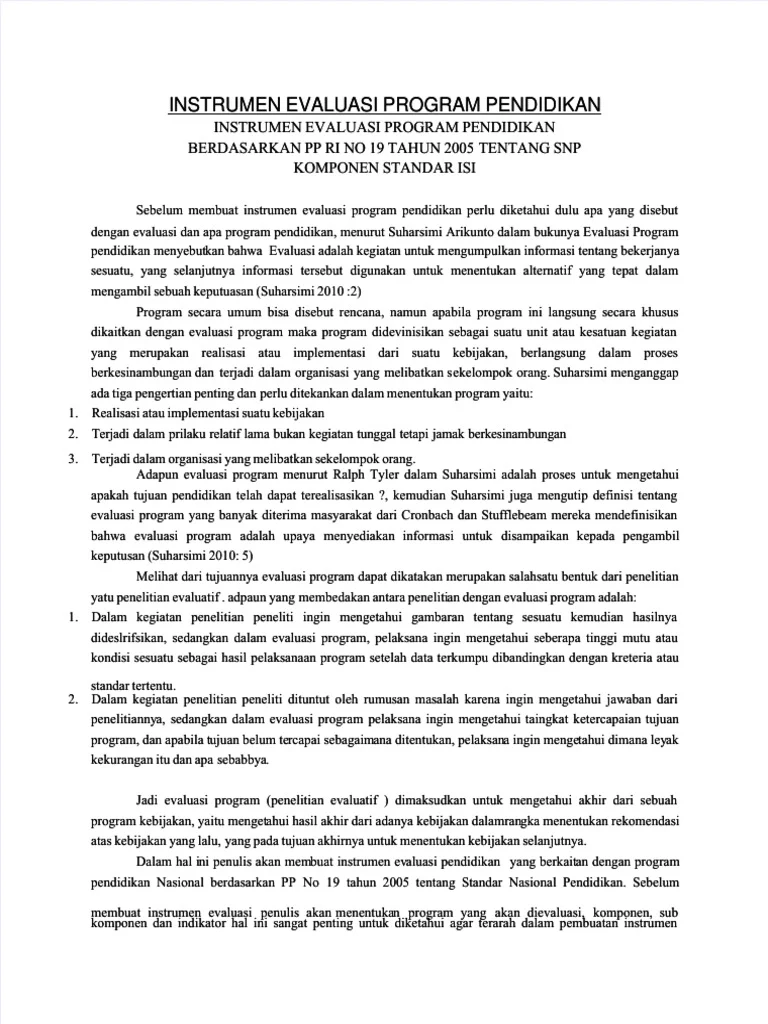 Instrumen utama dalam evaluasi program pendidikan setelah Hari Pendidikan Nasional