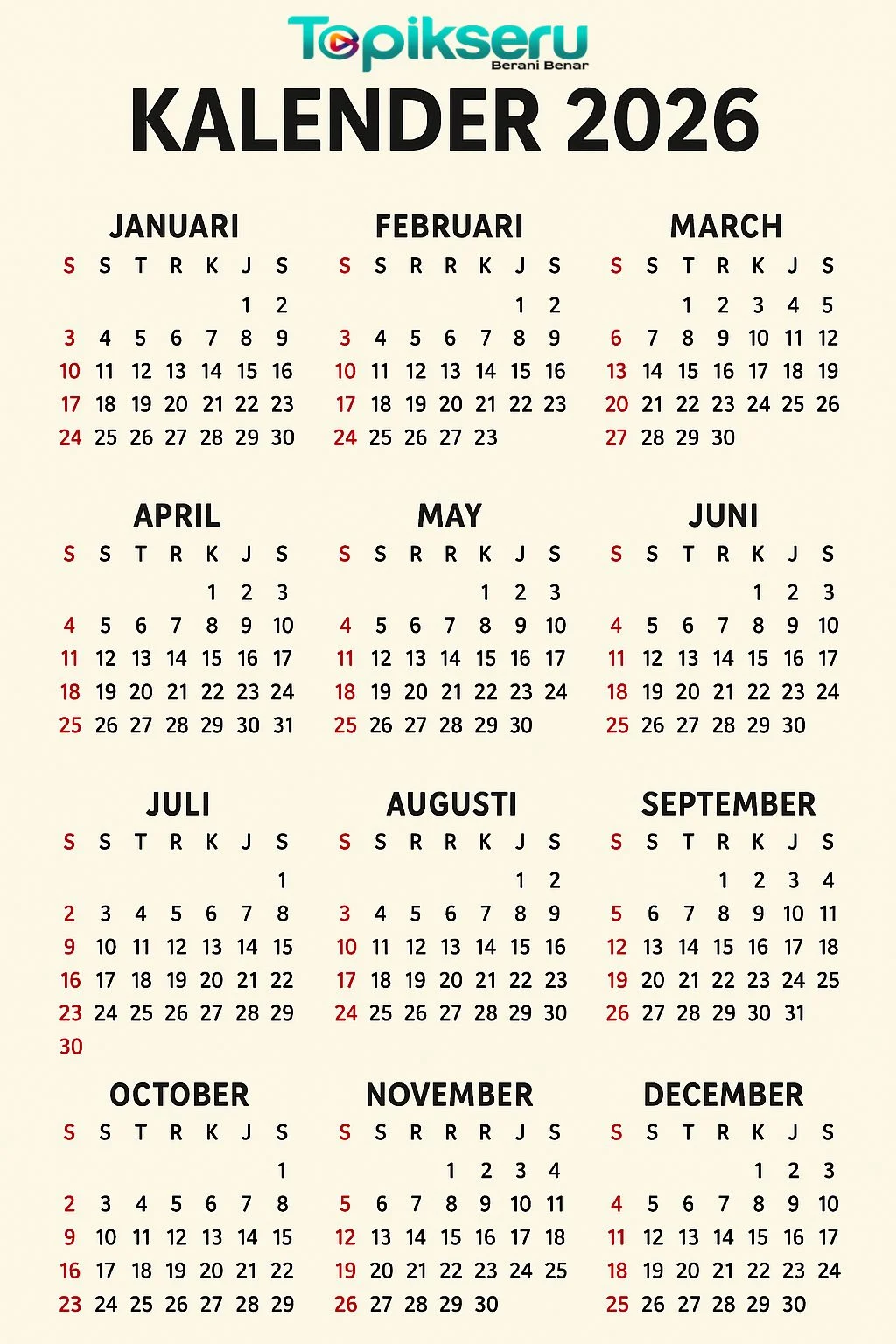 Kalender Juni 2026 Daftar Tanggal Merah dan Libur Nasional: Semua Info Long Weekend dan Cuti Bersama