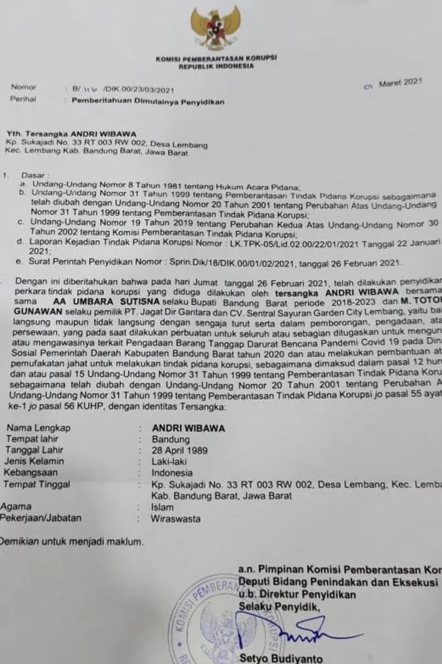 KPK Terbitkan Dua Surat Perintah Penyidikan Baru dalam Kasus Bupati Ponorogo Nonaktif