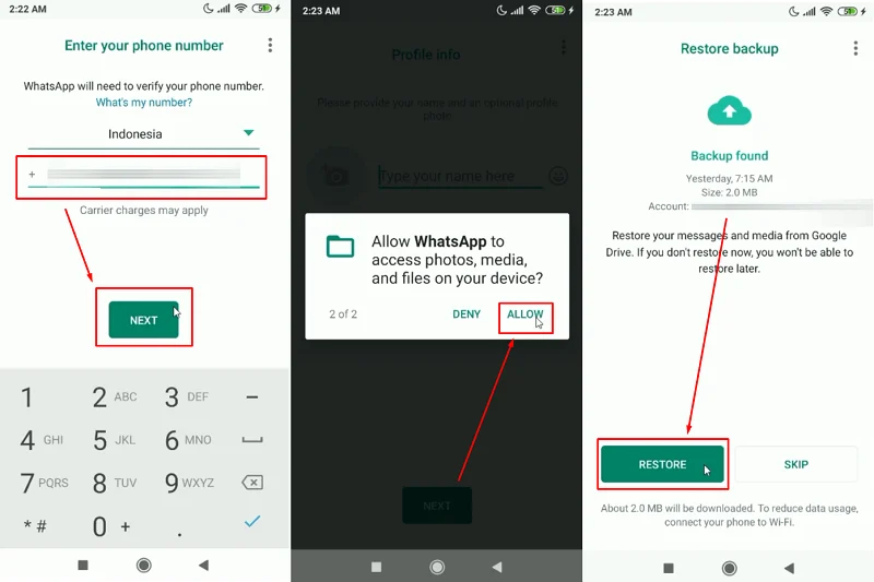 Langkah Tambahan: Memulihkan Chat dari Backup