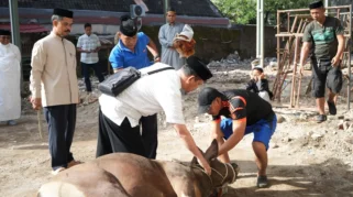 PWI Dan IKWI Kabupaten Indramayu Gelar Pemotongan Hewan Kurban, Satu Ekor Sapi dan Tiga Ekor Kambing di Hari Raya Idul Adha 1447 H