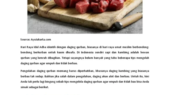 Tips Praktis Mengolah Daging Kurban agar Empuk dan Tidak Alot saat Iduladha