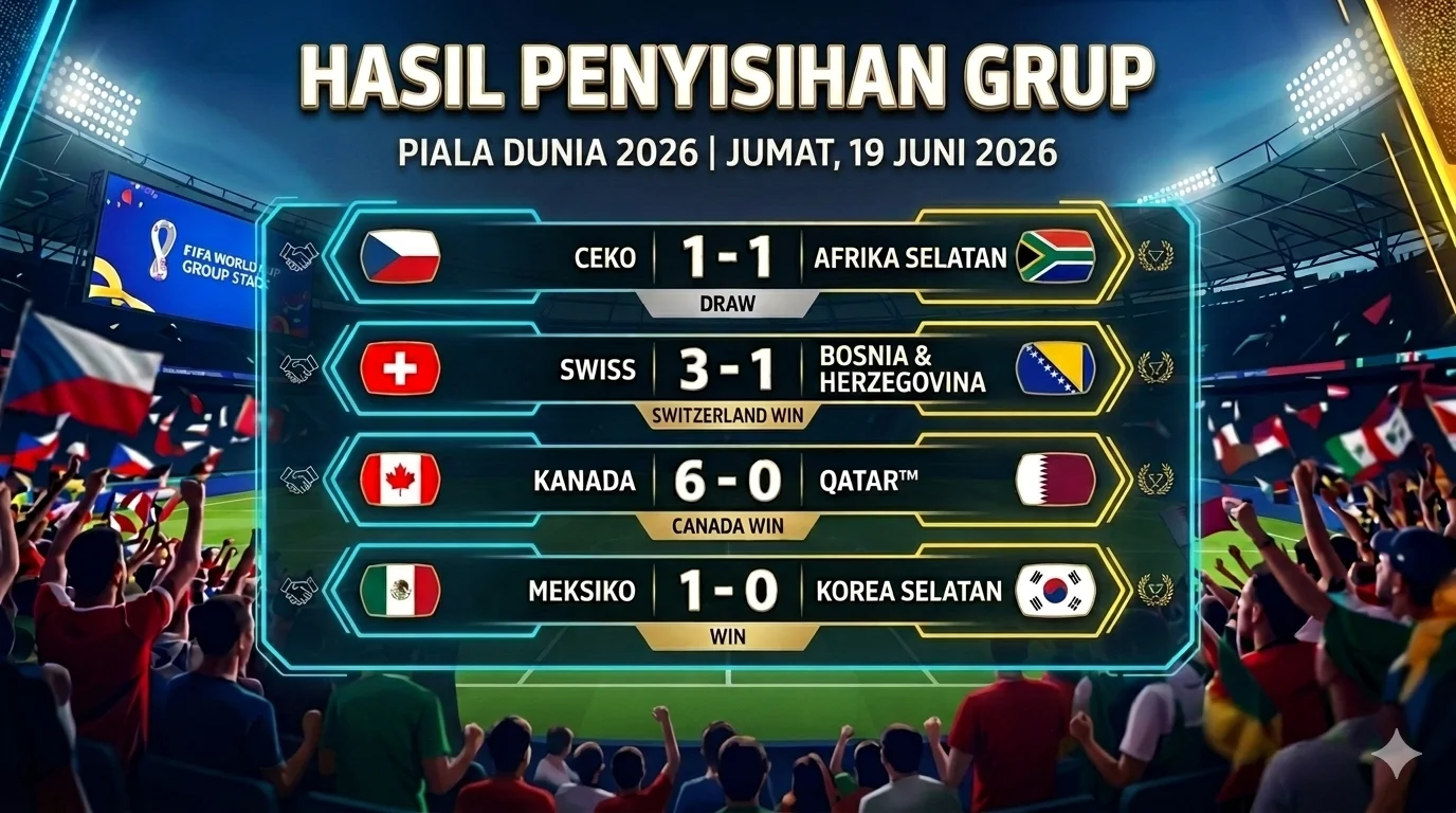 Hasil Piala Dunia 2026 Hari Ini: Meksiko Lolos, Kanada dan Swiss Menang Besar
