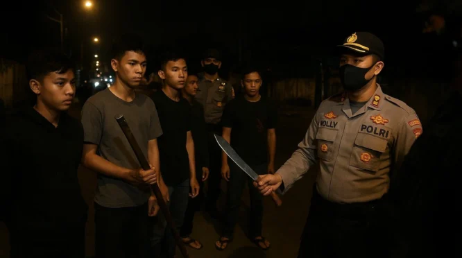 Polisi Gagalkan Rencana Tawuran Pemuda di Bekasi, Sita Puluhan Senjata Tajam dan Amankan Tiga Tersangka