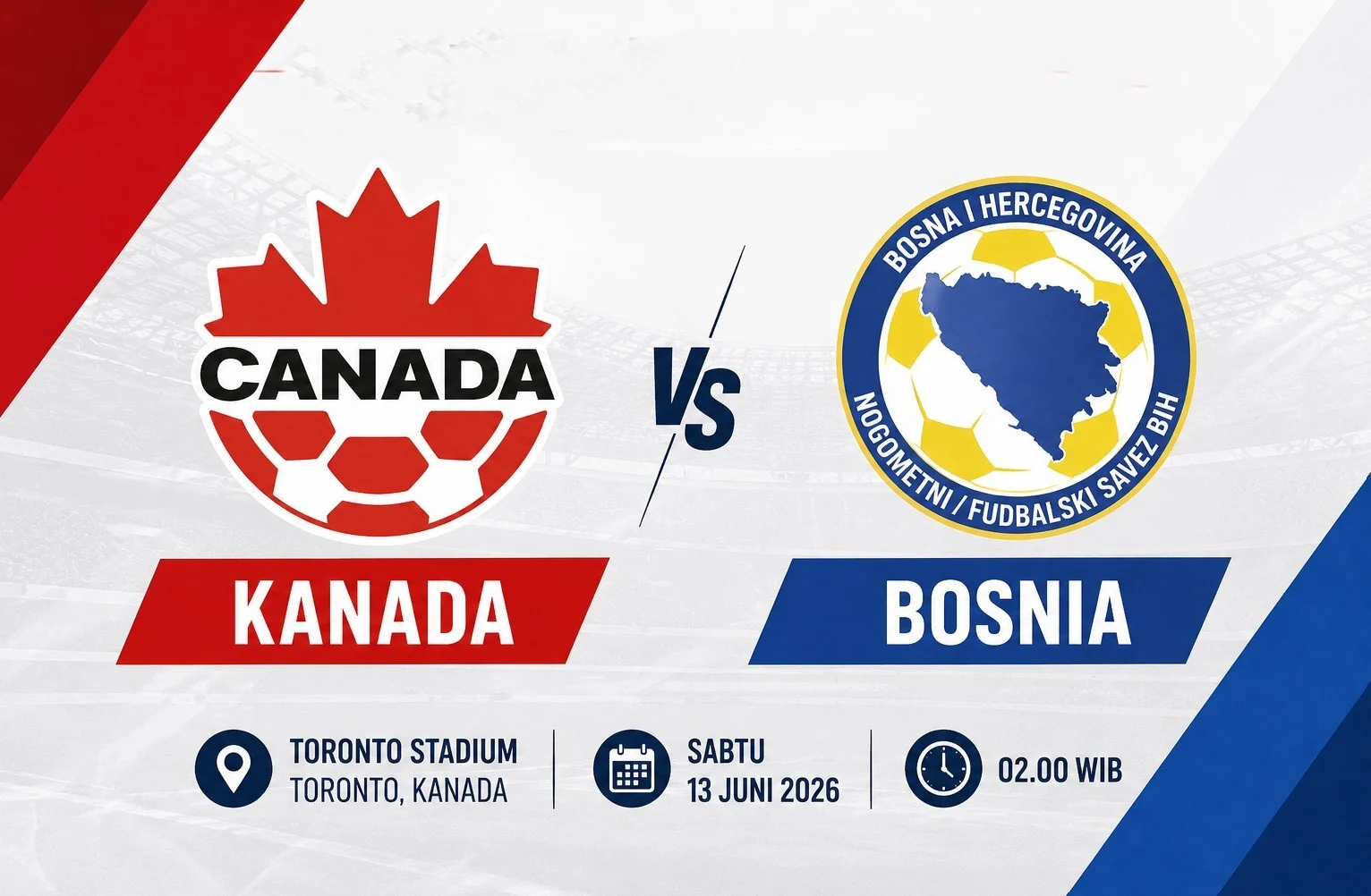 Prediksi dan Statistik Kanada vs Bosnia-Herzegovina: Tuan Rumah Bidik Sejarah di Piala Dunia 2026