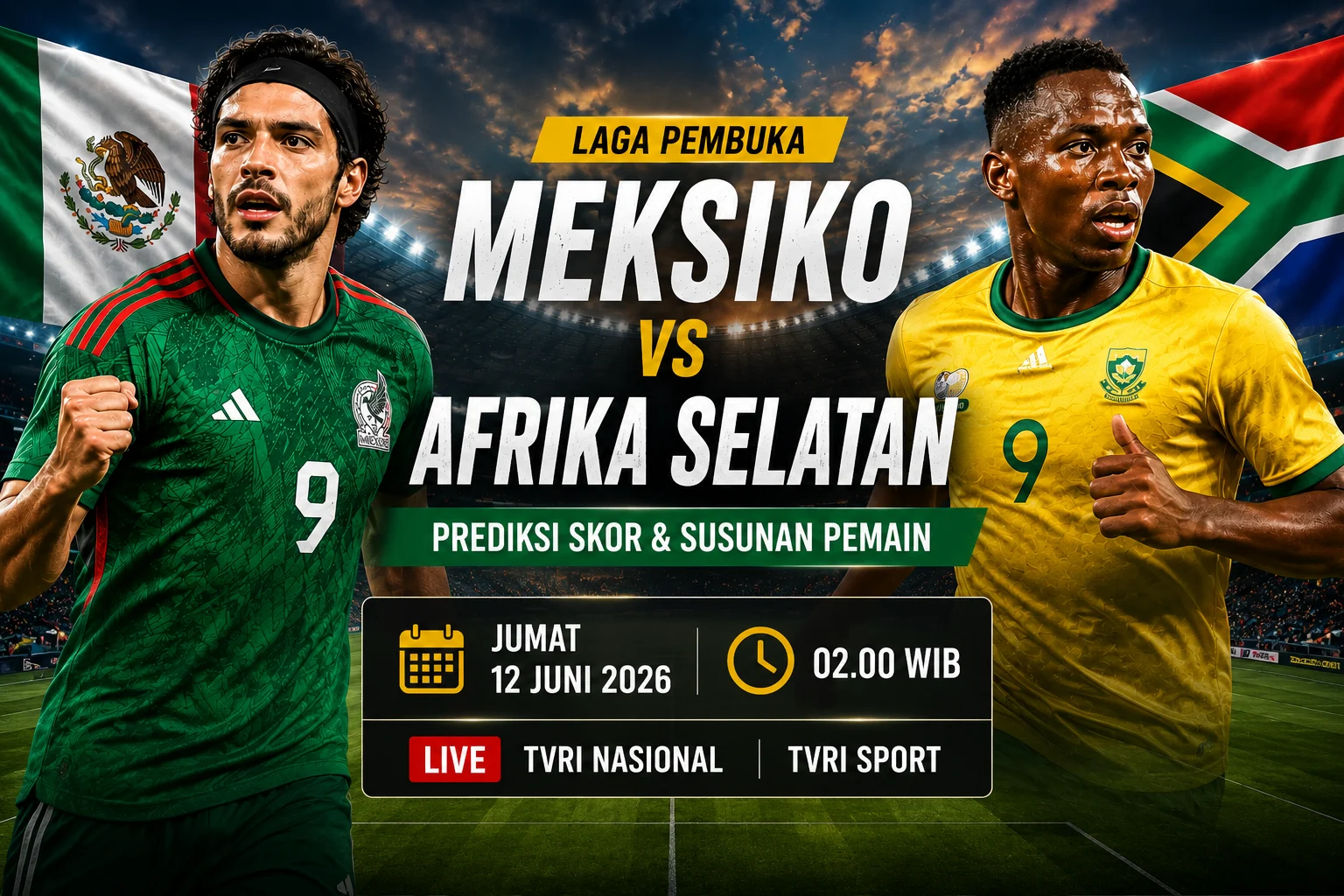 Prediksi Skor dan Susunan Pemain Meksiko vs Afrika Selatan: Guillermo Ochoa di Ambang Rekor Enam Piala Dunia