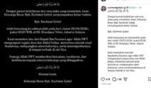 Anggota DPR RI Rachmat Gobel Meninggal Dunia di Usia 63 Tahun