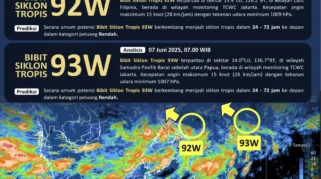 BMKG: Prakiraan Cuaca dan Peringatan Siklon Tropis 92W di Indonesia Juli-Agustus 2026