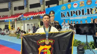 Bripda Andri Wisnu Prabowo dari Polres Way Kanan Raih Juara 1 Taekwondo Piala Kapolri 2026