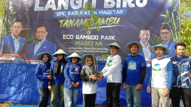 Demokrat Magetan Tanam 250 Pohon Bambu di Eco Bambu Park Peringati HUT ke-25