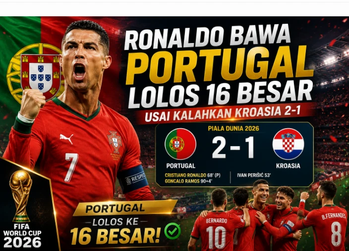 Hasil Portugal vs Kroasia 2-1: Cristiano Ronaldo Cs Melaju ke 16 Besar Piala Dunia 2026