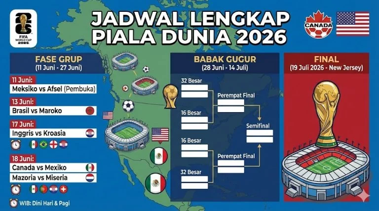 Jadwal Lengkap Babak 16 Besar Piala Dunia 2026: Big Match Portugal vs Spanyol