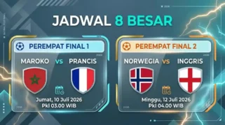 Jadwal Perempat Final Piala Dunia 2026: Prancis vs Maroko, Inggris vs Norwegia