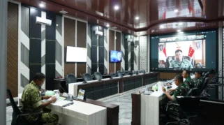 Kasdam II/Sriwijaya Ikuti Vicon Evaluasi Percepatan Pembangunan KDKMP Nasional