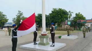 Kodim 0103/Aceh Utara Gelar Upacara Bendera Gabungan, Komandan Denpal Iskandar Muda Jadi Irup