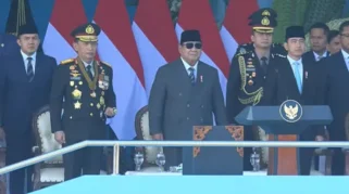 Prabowo Subianto Hadiri Upacara Hari Bhayangkara ke-80 di Satlat Brimob Cikeas