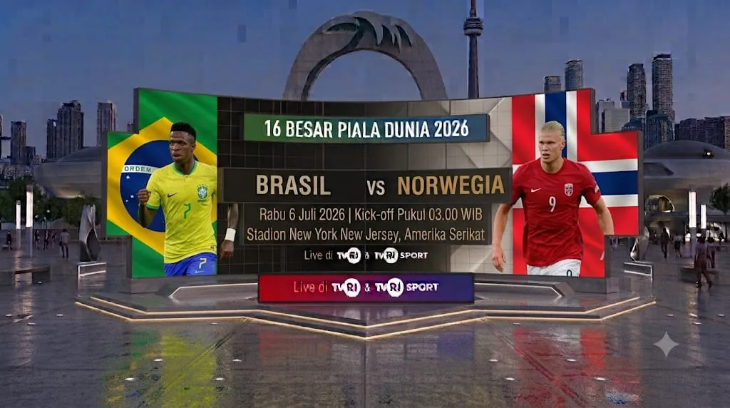 Prediksi dan Statistik Brasil vs Norwegia: Duel Vinicius Junior dan Erling Haaland di 16 Besar Piala Dunia 2026