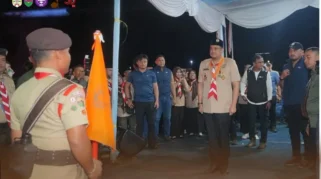 Upacara Api Unggun Jambore Daerah XI Gerakan Pramuka Sumatera Utara 2026 Berlangsung Khidmat