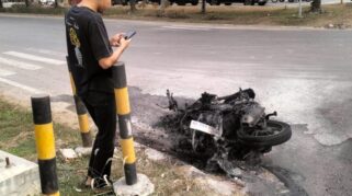 Kebakaran Sepeda Motor di Simpang Kebun Sayur Palembang, Penyebab Masih Diselidiki