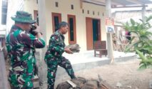 Prajurit TNI Selesaikan Pembersihan dan Penataan Lingkungan Rumah Pak Imam Sukayat di Dusun Gompyong