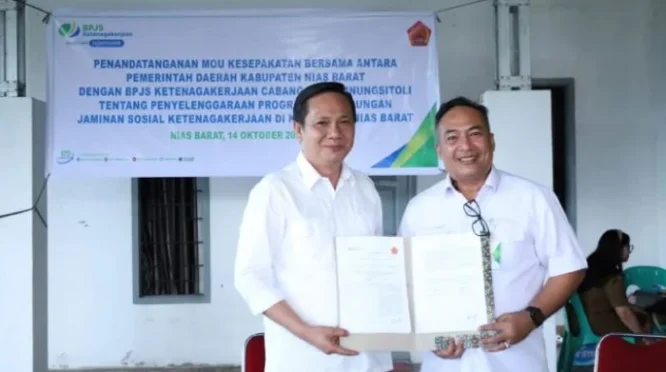 Bupati Nias Barat Tandatangani Kerja Sama dengan BPJS Ketenagakerjaan untuk Perlindungan Pekerja