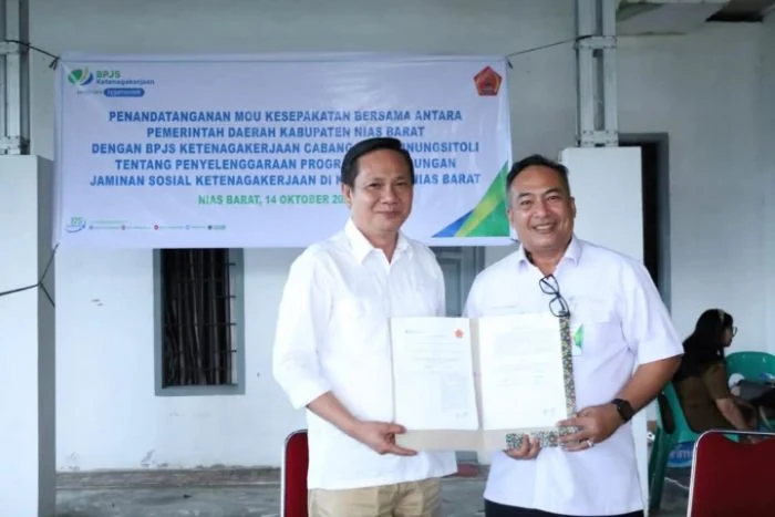 Bupati Nias Barat Tandatangani Kerja Sama dengan BPJS Ketenagakerjaan untuk Perlindungan Pekerja