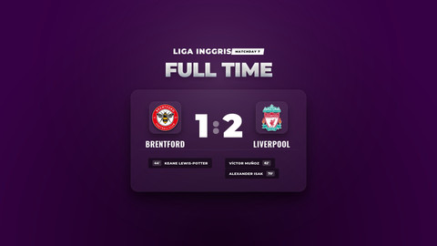Hasil Liga Inggris: Liverpool Bangkit dan Tundukkan Brentford 2-1